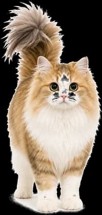 A ginger longhaired cat walking